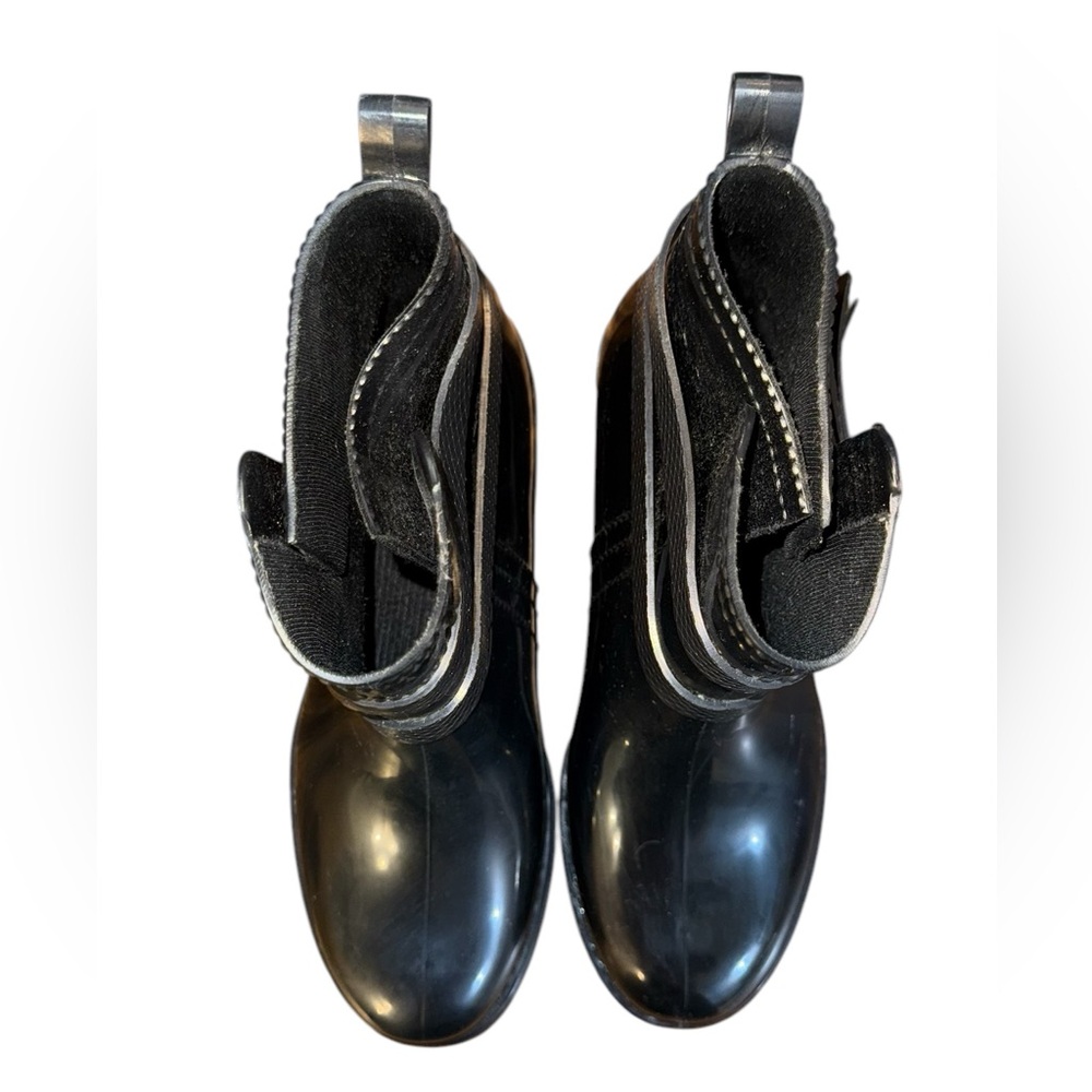 Nicole Miller Lugged Sole Black Rubber Rain Boots with Buckles Women’s Size 7 - Picture 6 of 8